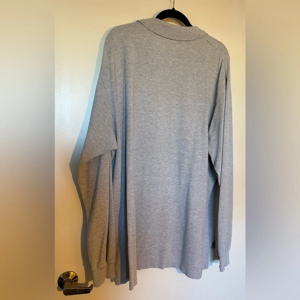 Polo by Ralph Lauren Heather Grey Long Sleeve Polo in Size XXL